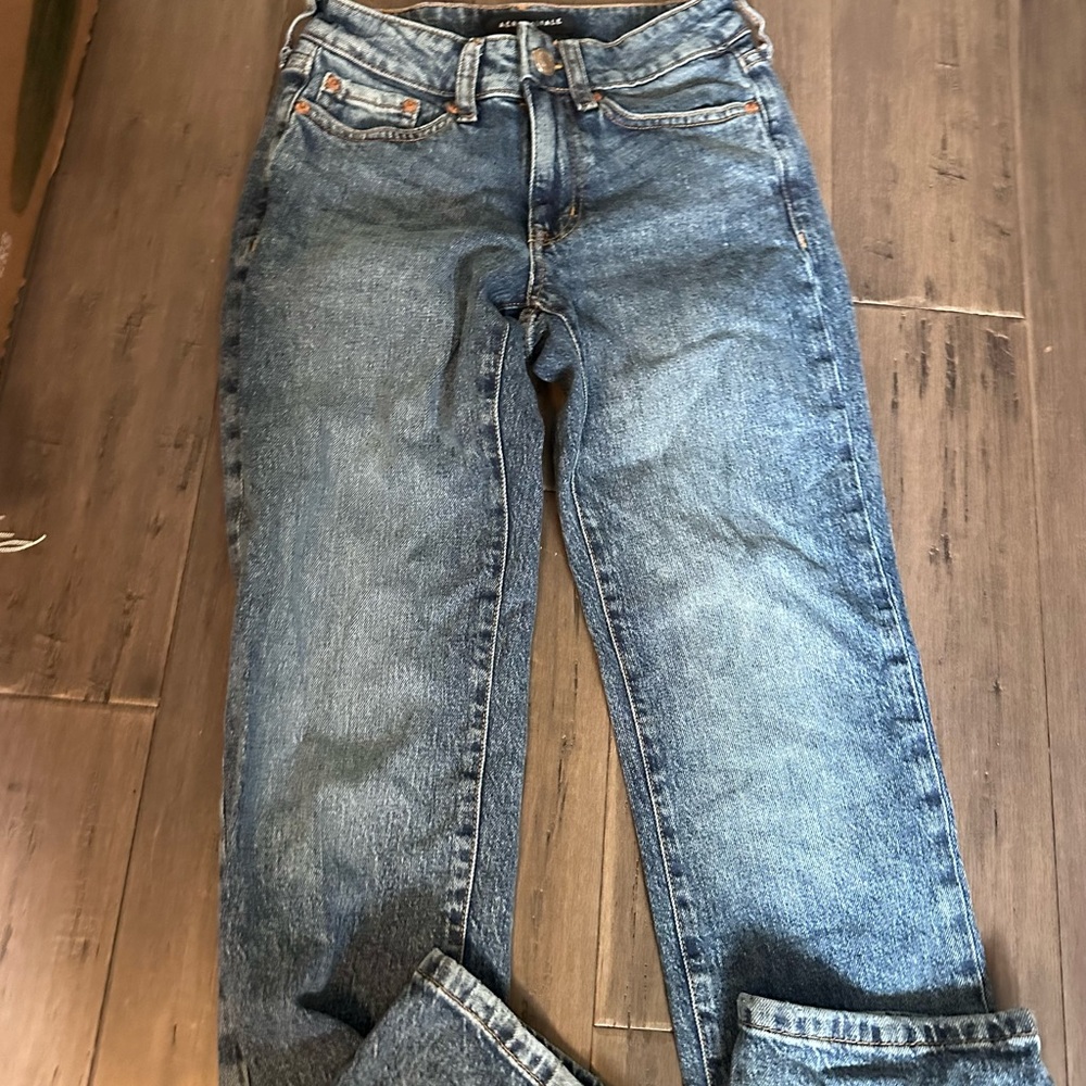 Classic Blue Denim Jeans+ brown long sleeve